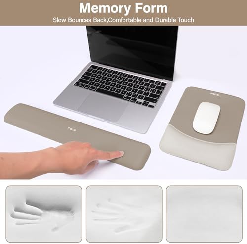 MOSISO Wrist Rest Support Mouse Pad & Keyboard Set, Bronze Brown | Rectangular Ergonomic Mousepad, Non-Slip Base, Home/Office Pain Relief & Easy Typing, Neoprene Cloth & Raised Silicone Lining - Image 4