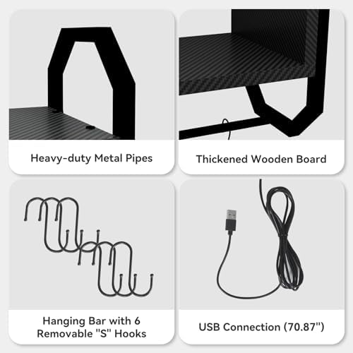 ELECWISH 34" Gaming Floating Shelves for Wall,LED Display Rack,Carbon Black - Image 5