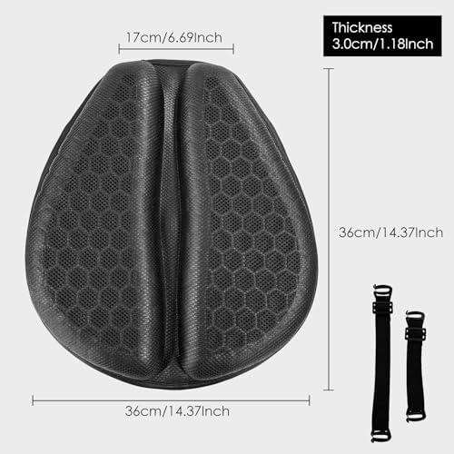 Motorcycle Gel Seat Cushion - Foldable Soft Pressure Relief Pad with Petal Ergonomic Design & 3D Honeycomb Breathable Structure, Cool & Comfortable for Long Rides (Black) - Image 4