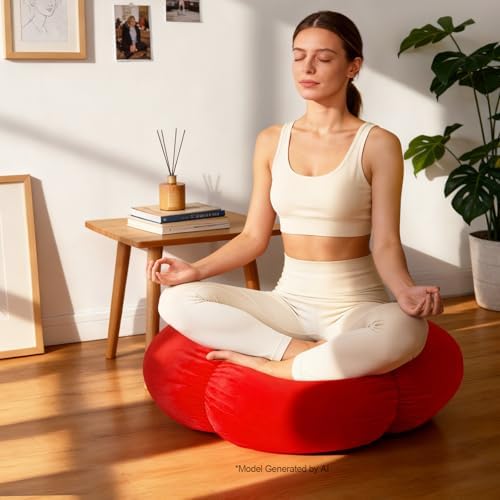 Extra Large Tomato Floor Cushion Pillow – Plush Cushion for Sitting | Cute Round Plush Chair Cushion for Reading, Gaming, Meditation & Home Decor. 60 cm/23.6 Inch - Image 5