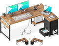 AODK 61" L Shaped Gaming Desk with 4 Drawers and Power Outlets, Vintage by AODK