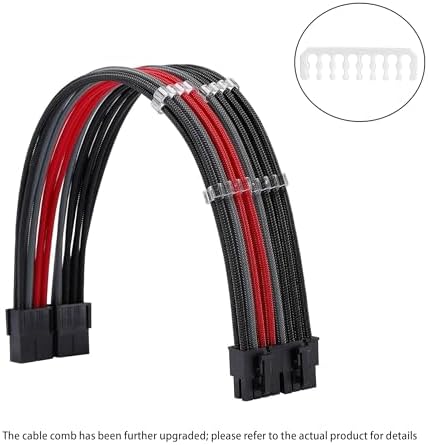 Formulamod PSU Cable Extension Kit 18AWG Sleeved, 24 Pin ATX + 8 Pin EPS + Dual 8 Pin PCI-E, Custom PC Cable Extensions with Combs for Clean Cable Management & Gaming PC Build (Black Grey Red) - Image 2