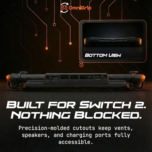 OmniGrip 3-in-1 Nintendo Switch 2 Grip Case & Reversible Switch Cover, Ergonomic Handheld Grip – 4-Game Card Storage, Secure Joy-Con Lock, Low-Profile Shell, Scratch & Dust Console Protection – Black - Image 6
