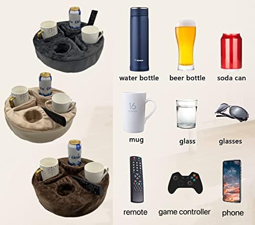 Xchouxer Couch and Bed Cup Holder Pillow, Sofa Organizer Caddy for Drinks, Remotes, Phones, Snacks (Brown) - Image 3