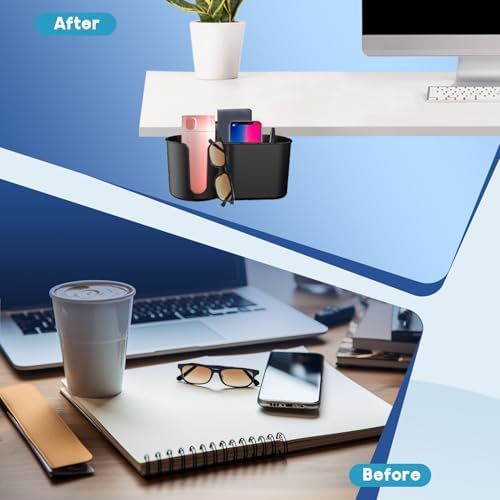 Metal Clamp Desk Cup Holder with ABS Organizer & Phone Stand Charging Port - Image 4