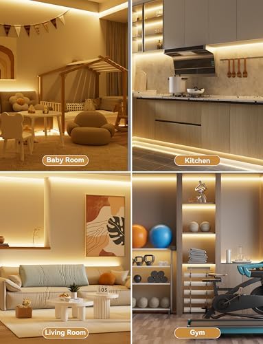 PAUTIX COB LED Strip Light,LED Lights 16.4ft,UL Listed Warm White 2700K Dotless Strip Lights,CRI93+ Super Bright Dimmable 24V Flexible Tape Light with RF Remote,for Cabinets,Kitchen Office Lighting - Image 7