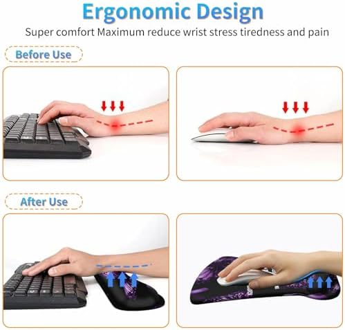 3-in-1 Ergonomic Mouse Pad with Wrist Support, Memory Foam Keyboard Wrist Rest Pad Set & Coaster, Non-Slip Base Desk Mat with Purple Butterfly Bible Verse for Office Home Computer & Laptop - Image 5