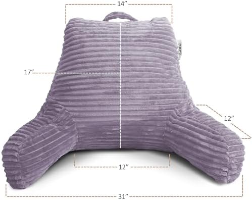 Nestl Reading Pillow with Shredded Memory Foam, Luxe Cut Plush Back Pillow for Sitting Up in Bed, Back and Arms Adjustable Support for Adult & Teens, Backrest Pillows with Washable Cover Dusty Purple - Image 2