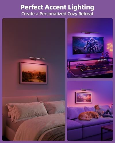 EZVALO Picture Light for Wall, 4800mAh Rechargeable Wireless Black Lights for Painting, 16In Dimmable Magnetic LED RGB Art Display Light, Colors Temperatures, for Gallery, Living Room, Hallway - Image 2