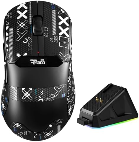 MAGIC-REFINER R1 Wireless Gaming Mouse with RGB Charging Dock,65g Ultra Lightweight,PixArt PAW 3311 Optical Sensor DPI 24K,LCD Display & Smart Sleep,Tape,Programmable Mice for Mac PC Gamer (Black) by MAGIC-REFINER