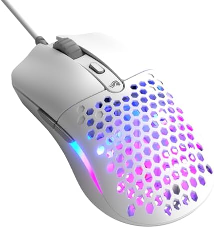 GLORIOUS Model O Eternal Ultralight RGB Gaming Mouse - Wired - 55g Lightweight - Customizable RGB Lighting - 6 Programmable Buttons - Symmetrical Design - 12K DPI Optical Sensor - PC/Mac - White by Glorious