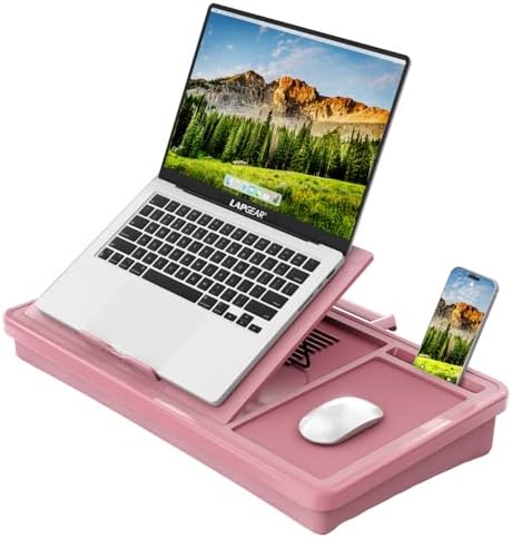 LAPGEAR Ergonomic Pro Lap Desk – Dusty Rose, Fits 15.6" Laptops by LapGear