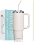 30 oz Tumbler with Handle, Tumbler with Lid and Straw, Double Wall Vacuum Insulated Travel Mug Stainless Steel Tumbler for Hot and Cold, Cupholder Friendly (Almond Birch) by smlixe