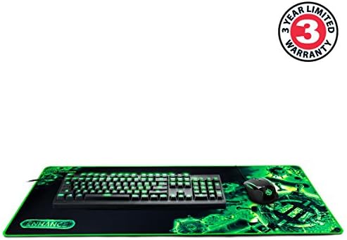 Enhance Extended Large Gaming Mouse Pad - XL Mouse Mat (31.5" x 13.75") Anti-Fray Stitching for Professional Esports with Low-Friction Tracking Surface and Non-Slip Backing - Green - Image 4