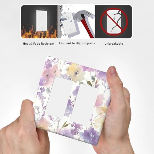 Decorative Outlet Covers Purple Floral Watercolor Wildflower 2 Gang Light Switch Cover Plate Double Rocker Wall Plate Gfci Switch Plate Covers Plug Faceplate for Bedroom Decor - Image 6
