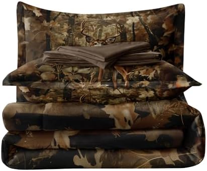 5 Pieces Deer Comforter Sets,Camo Bedding Set,Deer Western Comforter Sets for Boys,Twin Size Bedding Set for Boys,Camo Bed Sets with Sheets - Image 4