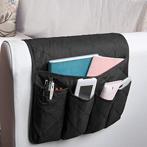 MDSTOP 5 Pockets Remote Control Holder, Magazine Rack, Space Saver Organizer, Draped Over Sofa, Couch, Recliner Armrest by MDSTOP