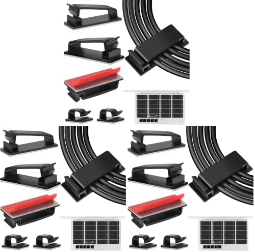 Cable Management Clips, Large Cord Clips for Under Desk Wire Management, Adhesive Organizer Multiple Cord (Computer/PC, Network, TV, Ethernet) Black 20 PCS (Pack of 3) by TidyHelper