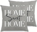 2pcs Modern Home Sweet Home Throw Pillow Cover, Decorative Gray Cushion Case with Typography Design, Square，18x18 Pillows Linen Pillowcase by Unknown
