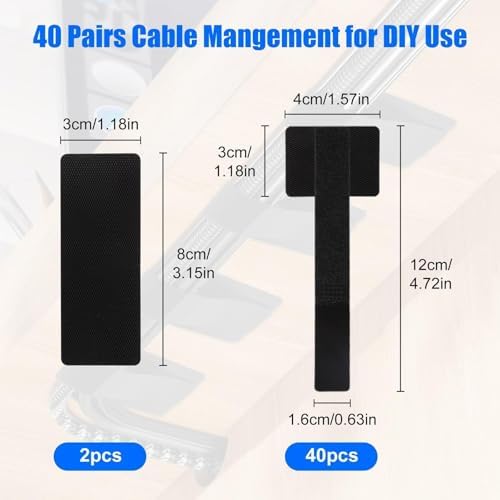 EEEKit Cord Management Under Desk: 40 Pairs Cable Straps - Wire Organizer - Image 2