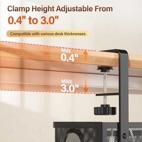[Upgraded] 2 Pack Under Desk Cable Management Tray, Cinati Cord Organizers for Table Thickness up to 3", 16" Wire Organization with Clamp No Drill, Cable Management Box for Office - No Damage to Desk - Image 3