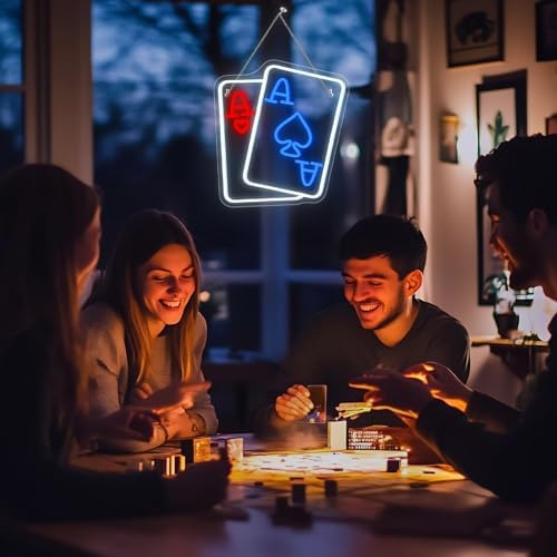 Playing Cards Neon Sign Blue Red Poker Neon Signs for Wall Decor - Image 2