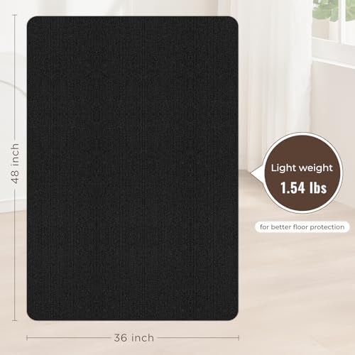 Sycoodeal Office Chair Mat for Hardwood Floor,Slip Resistant Floor Mat for Office,Heavy Duty Floor Protector Computer Gaming Chair for Rolling Chairs,Black(36"x48") - Image 2
