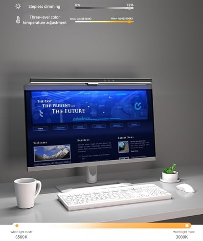 Computer Monitor Lamp, Screen Monitor Light Bar for Eye Caring, Screen Monitor Light Bar with Backlight for Eye Caring, E-Reading LED Task Lamp with Dimming Adjustment, Perfect for Reading and Study - Image 6