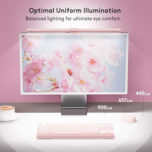 Quntis 20" Pink Monitor Light Bar with 15 RGB Modes, Flat & Curved Fits - Image 2