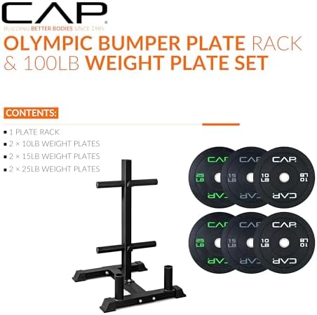 CAP 2-inch Olympic Bumper Plate Weight Set | 100-370 lbs | Multiple Colors | Storage Rack Optional - Image 2