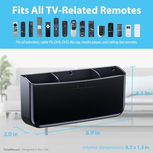 TotalMount Drop-Free Remote Holder – Removable Adhesive Strips – XL Black - Image 3