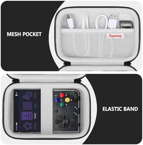 Supmay Carrying Case for Miyoo Mini Plus OnionOS Handheld Game Console, Retro Gaming Console Storage Holder Travel Bag with Mesh Pocket for USB-C Cable, TF-Card Reader, Instruction, Black - Image 4