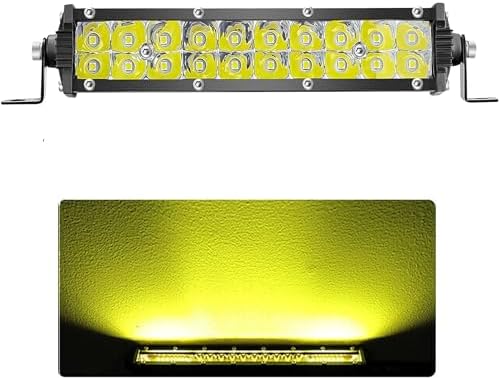 Amber Slim LED Light Bar, 7Inch 12V-60V Offroad Driving Light Bar for Trucks 60W 6000lm Combo Beam, Waterproof Ultra Slim LED Off Road Lightbar for ATV UTV RV Mower Golf Cart Boat by SanYoung-AutomotiveLights
