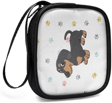 Cute Dachshund Case Earphone Carrying Case Cell Phone Accessories Storage Bag with Handle for Earphone,Flash Drive, Charging Cable, Key Wall Charger - Image 3