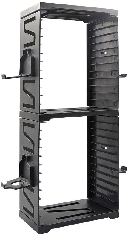 Video Game Storage Rack, 24 Game Disk Holders, 4 Controller Holders, Universal for PS5/PS4/Xbox Series S & X/Xbox, Black, 12 Pack - Image 2