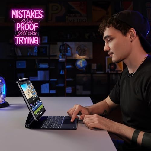 Allball Mistakes Are Proof You Are Trying Neon Sign, Motivational Neon Sign USB Powered LED Dimmable, for Classroom Office Children Room Bedroom Living Room Sign, Graduation Gift(11.8 * 11 In) - Image 6