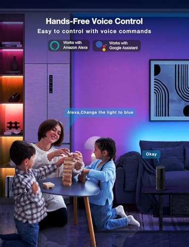 DAYBETTER Smart WiFi Led Lights 100ft - Led Strip Lights Work with Alexa and Google Assistant RGB Strip Lighting Music Sync Color Changing with App Voice Remote Control for Room Bedroom Decor 50ft*2 - Image 2