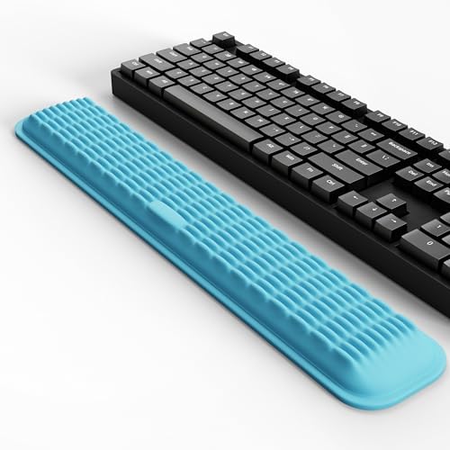 MEKASS Keyboard Wrist Rest, Soft Memory Foam Wrist Support for Keyboard, Arm Rest for Desk Wrist Pain Relief, Wrist Pad for Long Hours of Work, Gaming, Studying (Light Blue) by Mekass