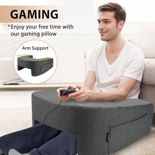 Lap Desk Pillow with Arm Rest, Gaming Pillow for Bed, Laptop Desk for Couch, Comfortable for Reading, Working, and Crocheting - Image 2