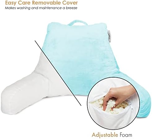 Nestl Reading Pillow with Shredded Memory Foam, Designed for Sitting Up in Bed and Couch, Back and Arms Adjustable Support for Adult & Teens Backrest Pillows for Reading with Washable Cover Light Blue - Image 4