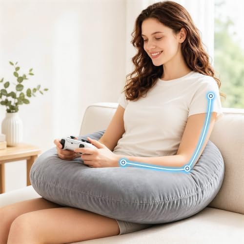 vamorry Gaming Pillow Arm Support Pillow for Bed & Sofa: Ergonomic U-Shaped Lap Pillow with Elbow Rest for Adults & Kids - Reduces Arm Pain & Fatigue During Gaming, Reading, Working & Crocheting by VamorryDirect