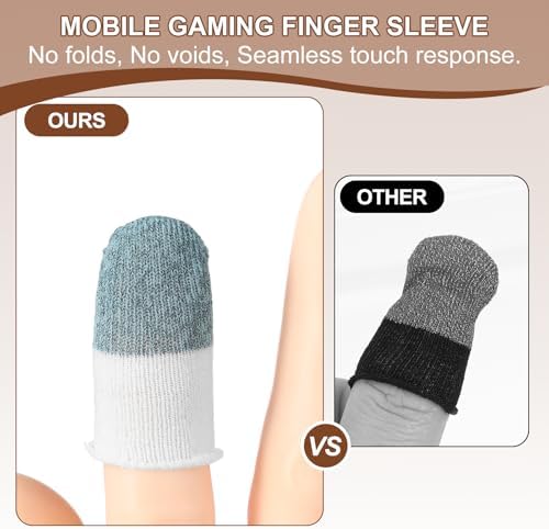 PATIKIL Controller Finger Thumb Sleeve, 40 Pack Mobile Gaming Finger Sleeve Silver Fiber Tip Gloves Anti-Sweat Breathable for Game Phone Touchscreen Devices, Light Blue - Image 5