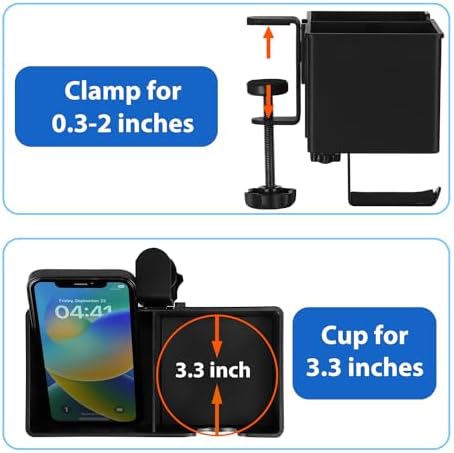 Rosyline 3-in-1 Clip-on Cup Holder for Desk with Desktop Organizer - Image 6