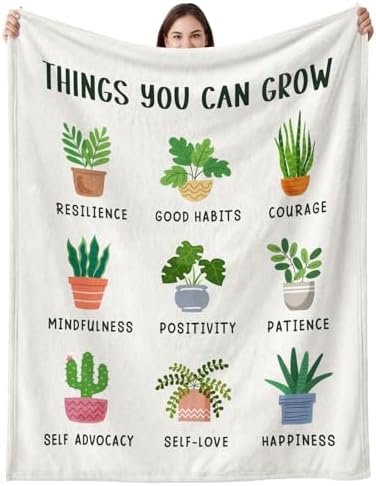 Mental Health Gifts for Women Men, Flannel Soft Inspirational Blanket Decor, Therapist Gift, Encouragement Meaningful Mindfulness Positive Uplifting Gifts for Women Men - 50" x 60" by Glydein