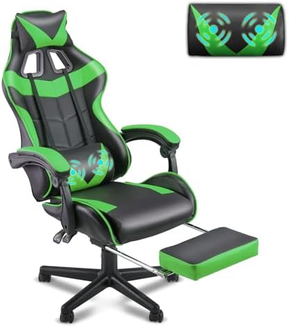Soontrans Green Gaming Chair with Footrest,Racing Gaming Chair,Computer Gamer Chair,Ergonomic Game Chair with Adjustable Headrest and Lumbar Support(Jungle Green) by SOONTRANSCHAIR