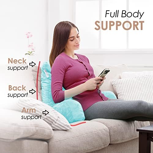 Nestl Reading Pillow with Shredded Memory Foam, Designed for Sitting Up in Bed and Couch, Back and Arms Adjustable Support for Adult & Teens Backrest Pillows for Reading with Washable Cover Light Blue - Image 3