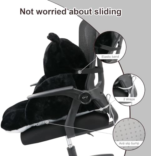 Cute Chair Cushion, Chair Pillow for Gaming, Black Cat, 17x16.5 in | Computer Chair Cushion, 2 Ties Prevent Slipping, for Office Desks, Floor Seating, Bedrooms, Playrooms, Dining and Living Room - Image 3