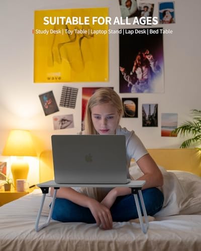 FISYOD Foldable Lap Desk, Laptop Bed Desk, Portable Bed Table, Laptop Stand for Bed & Couch, Lightweight & Mini - Black - Image 3