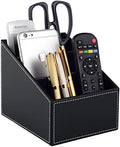 Fashionable PU Leather TV Remote Control Holder with 3 Compartments, Storage Rack, Storage Box, Media Accessory Storage, Desk Organizers (black) by RHCSZ