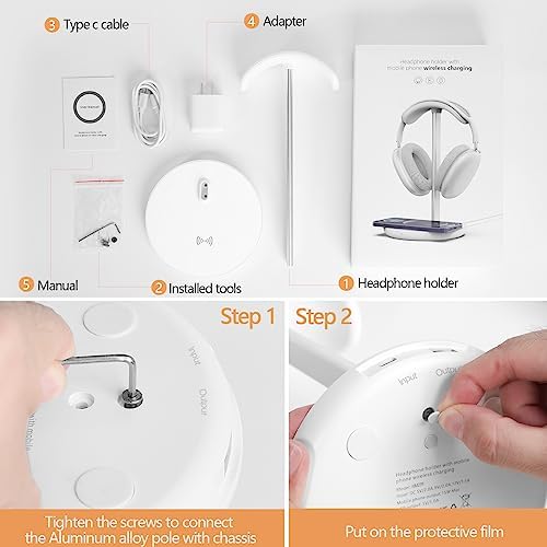 Hiwe Headphone Stand with Wireless Charger, Gaming Headset Holder for Desk - Image 6